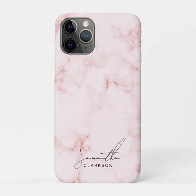 Elegant Minimalist Pink Marble Handwritten Script Case-Mate iPhone Case (Back)