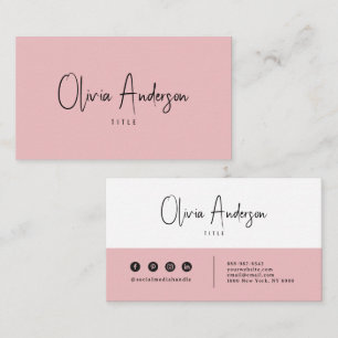Elegant Minimalist Pink Neutral Boho Chic Modern Business Card