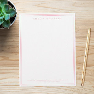Elegant Minimalist Pink Two Border Custom Letterhead