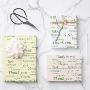Elegant Minimalist Polyglot "Thank You" Colourful Wrapping Paper Sheet