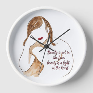 Elegant Minimalist Portrait with Quote Clock