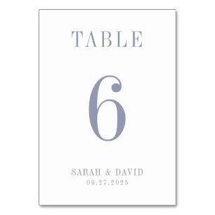 Elegant Minimalist Powder Blue Wedding Table Number