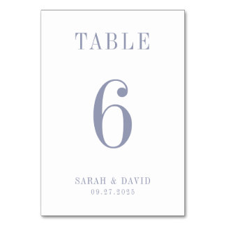 Elegant Minimalist Powder Blue Wedding Table Number