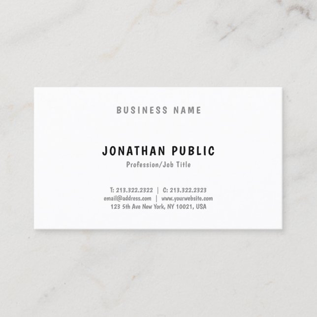 Elegant Minimalist Pretty Smart Plain Trendy Business Card (Front)