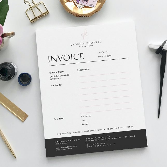 Elegant Minimalist Professional Blush Pink Invoice Notepad (Creator Uploaded)