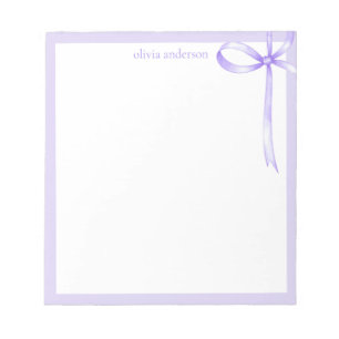 Elegant Minimalist Purple Bow Monogram Notepad