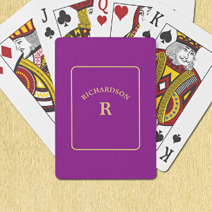 Elegant Minimalist Purple & Gold Bridge Solitaire Playing Cards