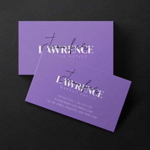 Elegant Minimalist Purple Trendy Makeup Artist Business Card