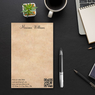 elegant minimalist qr code business kraft brown stationery