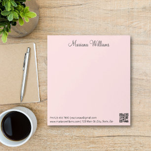 elegant minimalist qr code business pink notepad