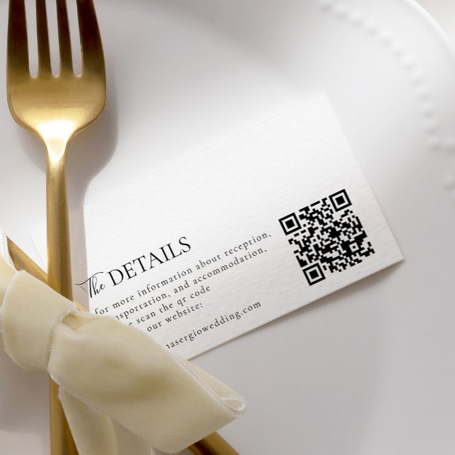 Elegant Minimalist Qr Code Wedding Details Enclosure Card (Creator Uploaded)