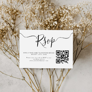 Elegant Minimalist QR Code Wedding RSVP Card