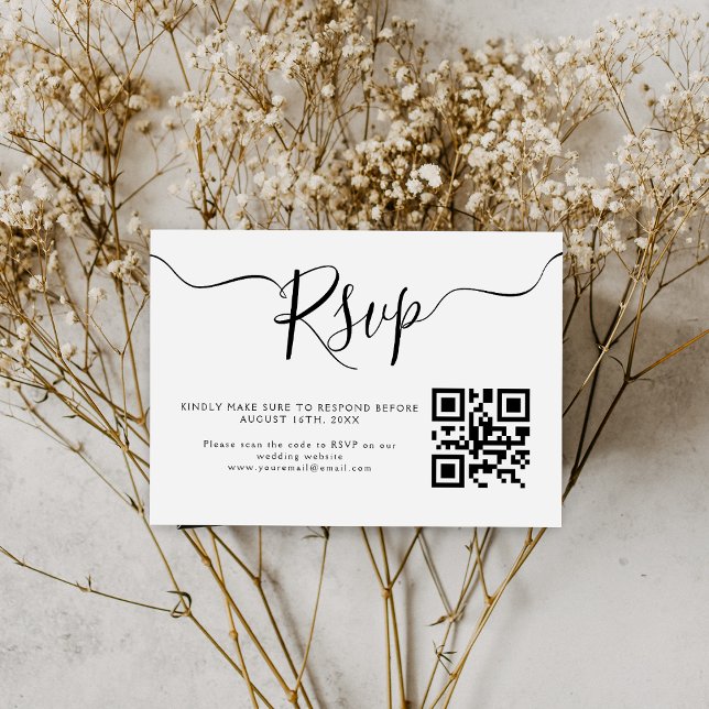 Elegant Minimalist QR Code Wedding RSVP Card (Creator Uploaded)