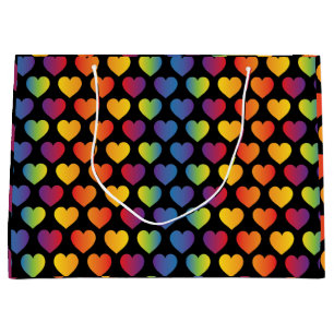 Elegant Minimalist Rainbow Heart Design Large Gift Bag