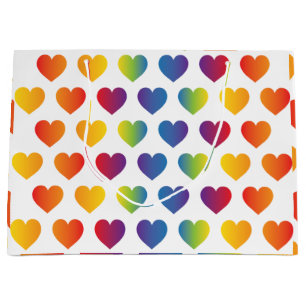 Elegant Minimalist Rainbow Heart Design Large Gift Bag