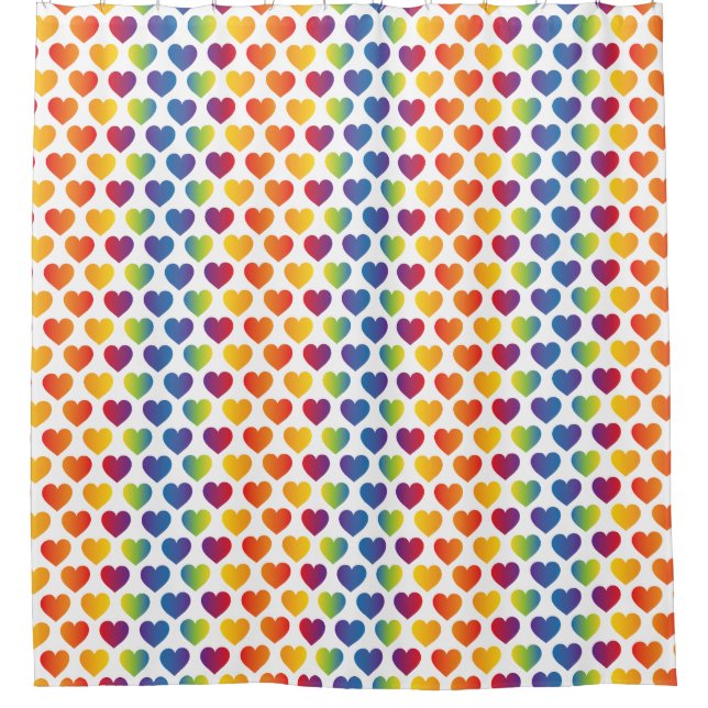 Elegant Minimalist Rainbow Heart Design Shower Curtain (Front)