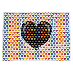 Elegant Minimalist Rainbow Hearts Large Gift Bag