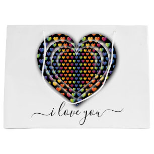 Elegant Minimalist Rainbow Hearts Large Gift Bag