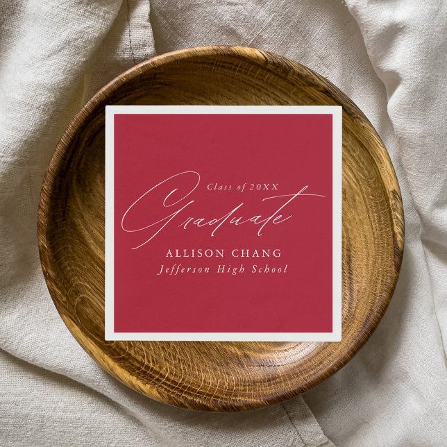 Elegant Minimalist Red and White Graduation Napkin (Creator Uploaded)