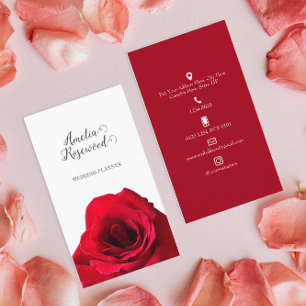 Elegant Minimalist Red Rose Business Card