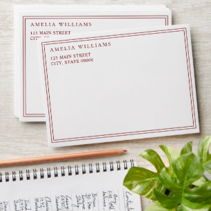 Elegant Minimalist Red Two Border Envelope