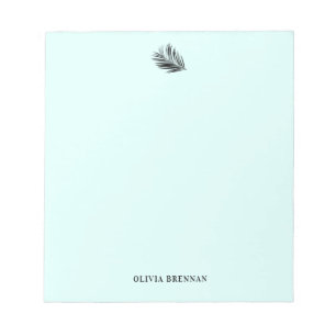 Elegant Minimalist Refined palm Leaf Aqua Design Notepad