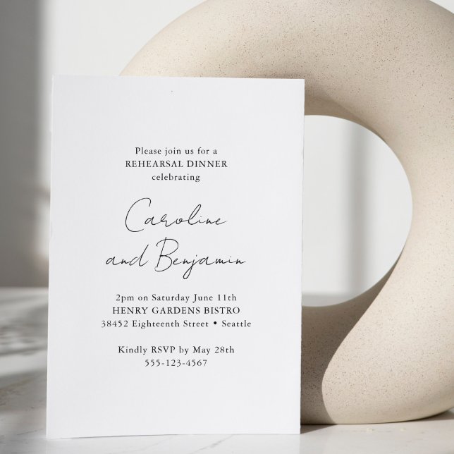Elegant Minimalist Rehearsal Dinner White Invitation (Creator Uploaded)