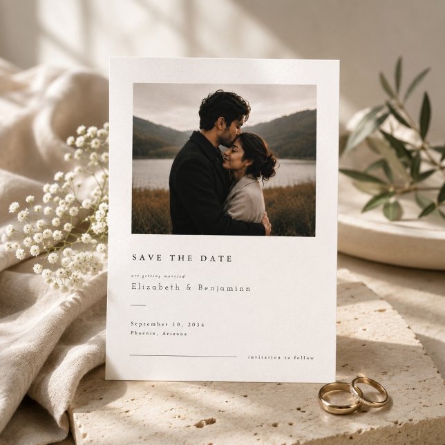Elegant Minimalist Romantic Photo  Save The Date (Creator Uploaded)