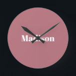 Elegant Minimalist Rose Gold White Name Round Clock<br><div class="desc">This product was very good and I love how easy it is for customise design. The design was very simple so I'm very pleased when I create.</div>