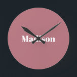 Elegant Minimalist Rose Gold White Name Round Clock<br><div class="desc">This product was very good and I love how easy it is for customise design. The design was very simple so I'm very pleased when I create.</div>