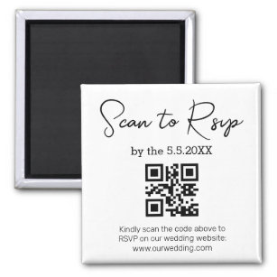 elegant minimalist rsvp qr code wedding  chic magnet