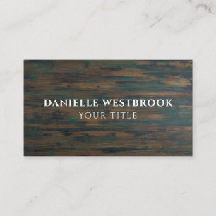 Elegant Minimalist Rustic Dark Wood Business Card