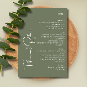 Elegant Minimalist Sage Green Big Names Wedding Menu