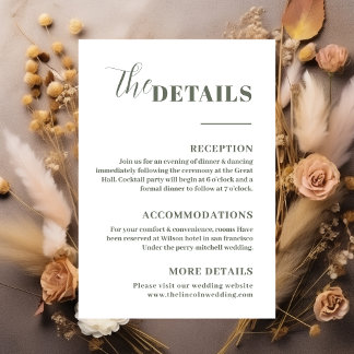 Elegant Minimalist sage green details Enclosure Card