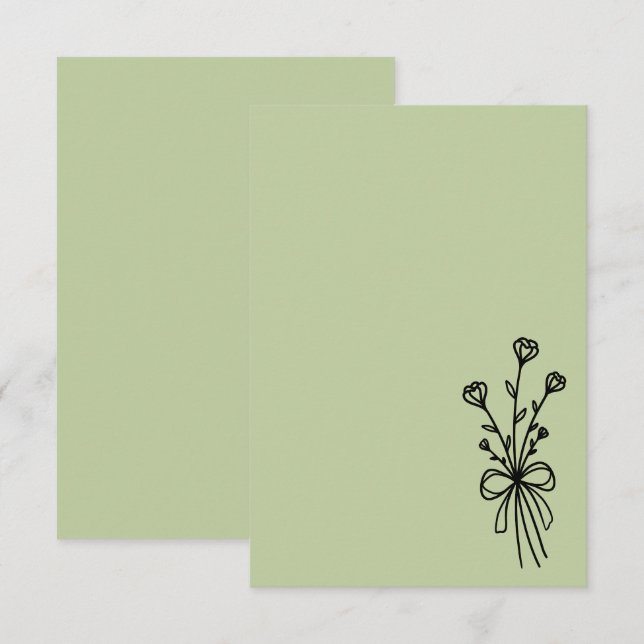 Elegant Minimalist Sage Green Invitation (Front/Back)