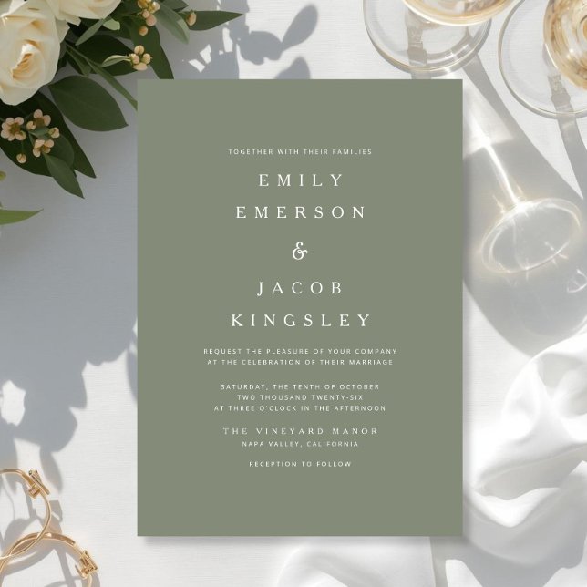 Elegant Minimalist Sage Green Wedding  Invitation (Elegant Minimalist Sage Green Wedding Invitation)