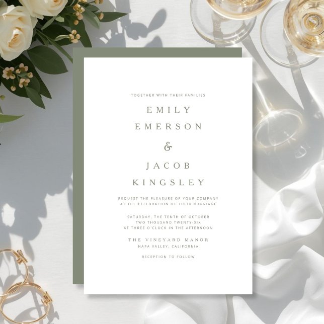 Elegant Minimalist Sage Green Wedding  Invitation (Elegant Minimalist Sage Green Wedding Invitation)