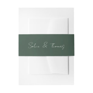 Elegant Minimalist Sage Green Wedding Invitation Belly Band