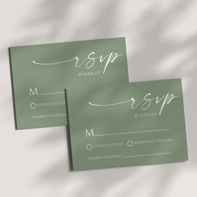 Elegant Minimalist Sage Green Wedding RSVP Card (Creator Uploaded)