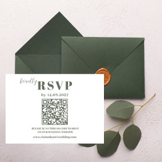 Elegant Minimalist sage green Wedding RSVP card