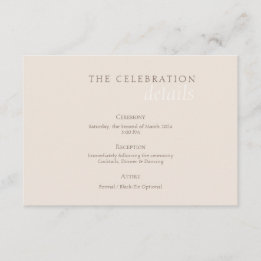 Elegant Minimalist Sand Warm Taupe Wedding Enclosure Card