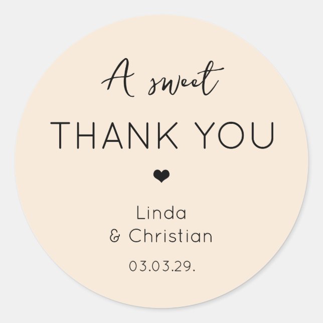 Elegant Minimalist Sand Wedding Classic Round Sticker (Front)