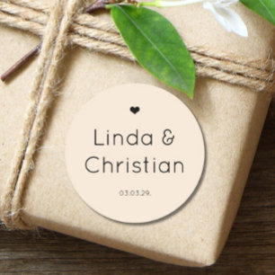 Elegant Minimalist Sand Wedding Classic Round Sticker