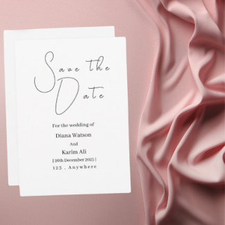 Elegant Minimalist Save the Date (Black & White) Invitation