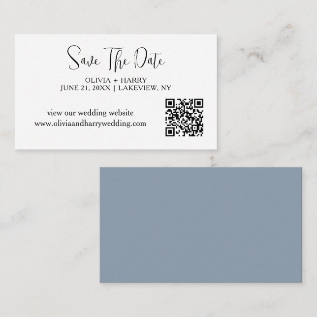 Elegant Minimalist Save The Date Card | QR Code  (Front/Back)