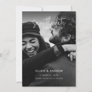Elegant Minimalist Save the Date With Photo, Boho 