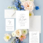 Elegant Minimalist Script Black and White Wedding Invitation<br><div class="desc">Completely customisable,  this simply stylish wedding invitation features a minimalist aesthetic with a combination of elegant fonts.</div>