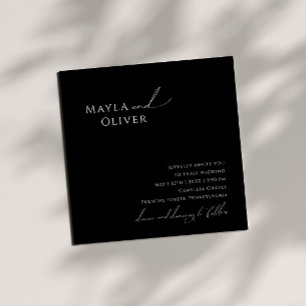Elegant Minimalist Script   Black Square Wedding Invitation