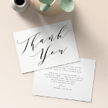 Elegant Minimalist Script Calligraphy Thank You<br><div class="desc">An elegant thank-you card to match any event. The front of the card features "Thank You" in script calligraphy. The cards reverse to a custom thank-you message that can be edited or deleted according to your needs. Visit our store for more designs.</div>
