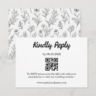 Elegant Minimalist Script Combo Traditional and QR RSVP Card